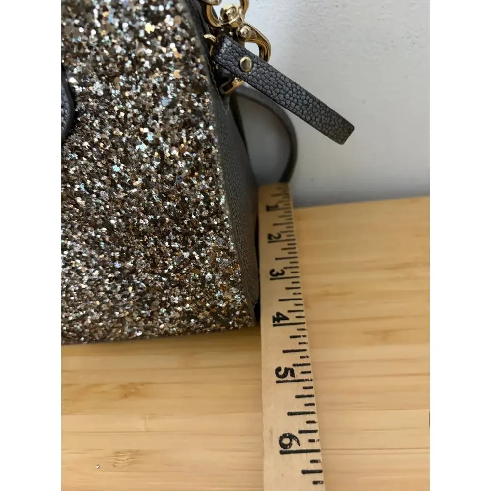 Kate Spade Glimmer Small Satchel Gold Glitter Crossbody Holiday Party Purse